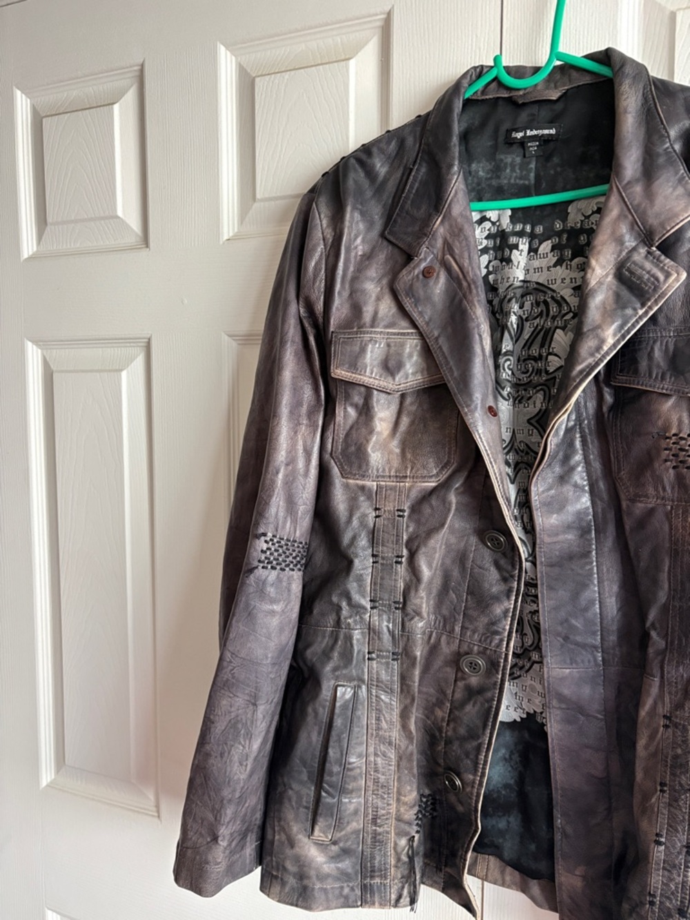 Royal Underground Brown Distressed Leather Jacket - Picture 3 of 10